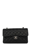 Quilted Caviar Small Classic Flap Bag Black with Silver Hardware