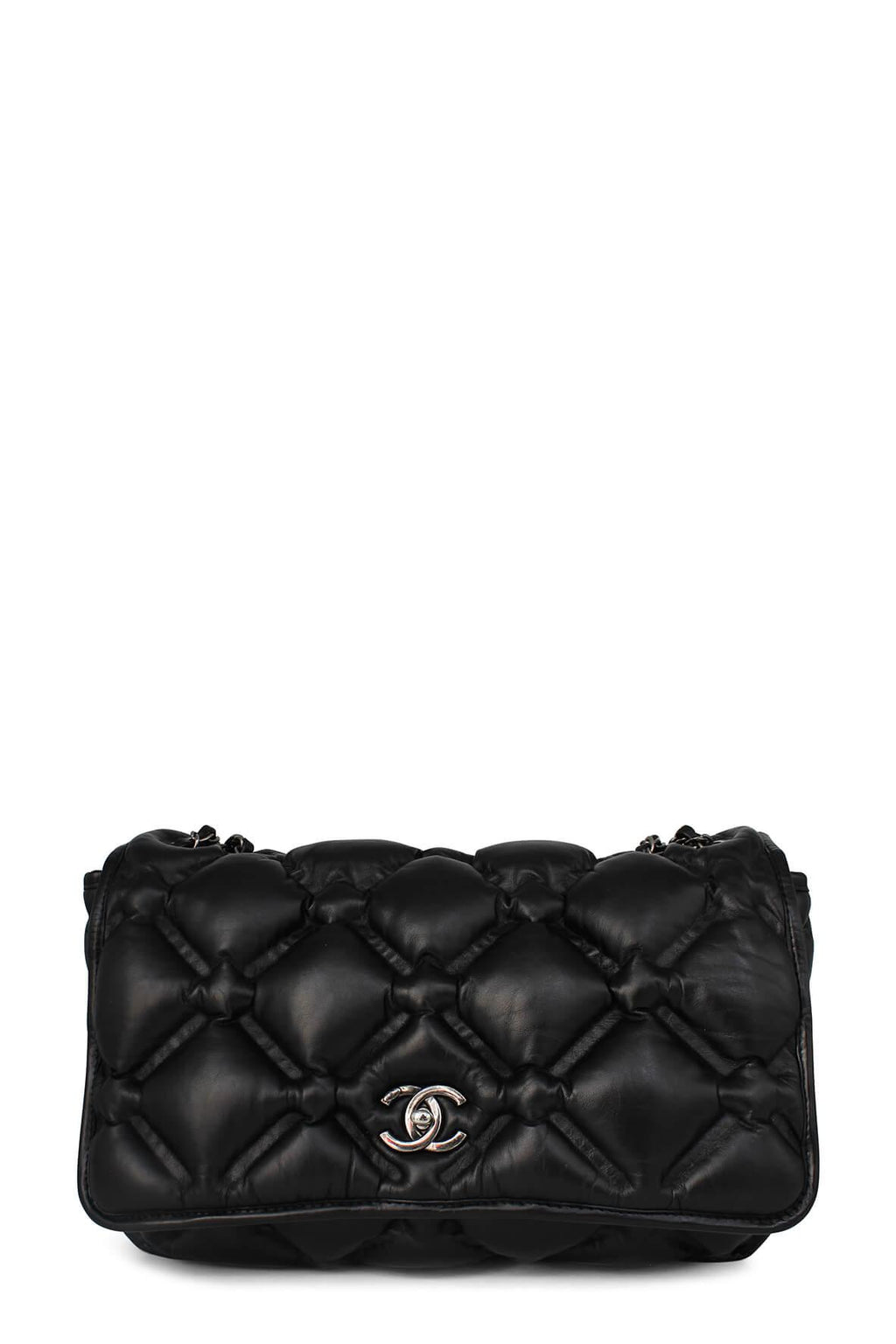 Quilted Chesterfield Flap Bag Black