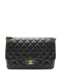 Quilted Jumbo Classic Double Flap Bag GHW Black