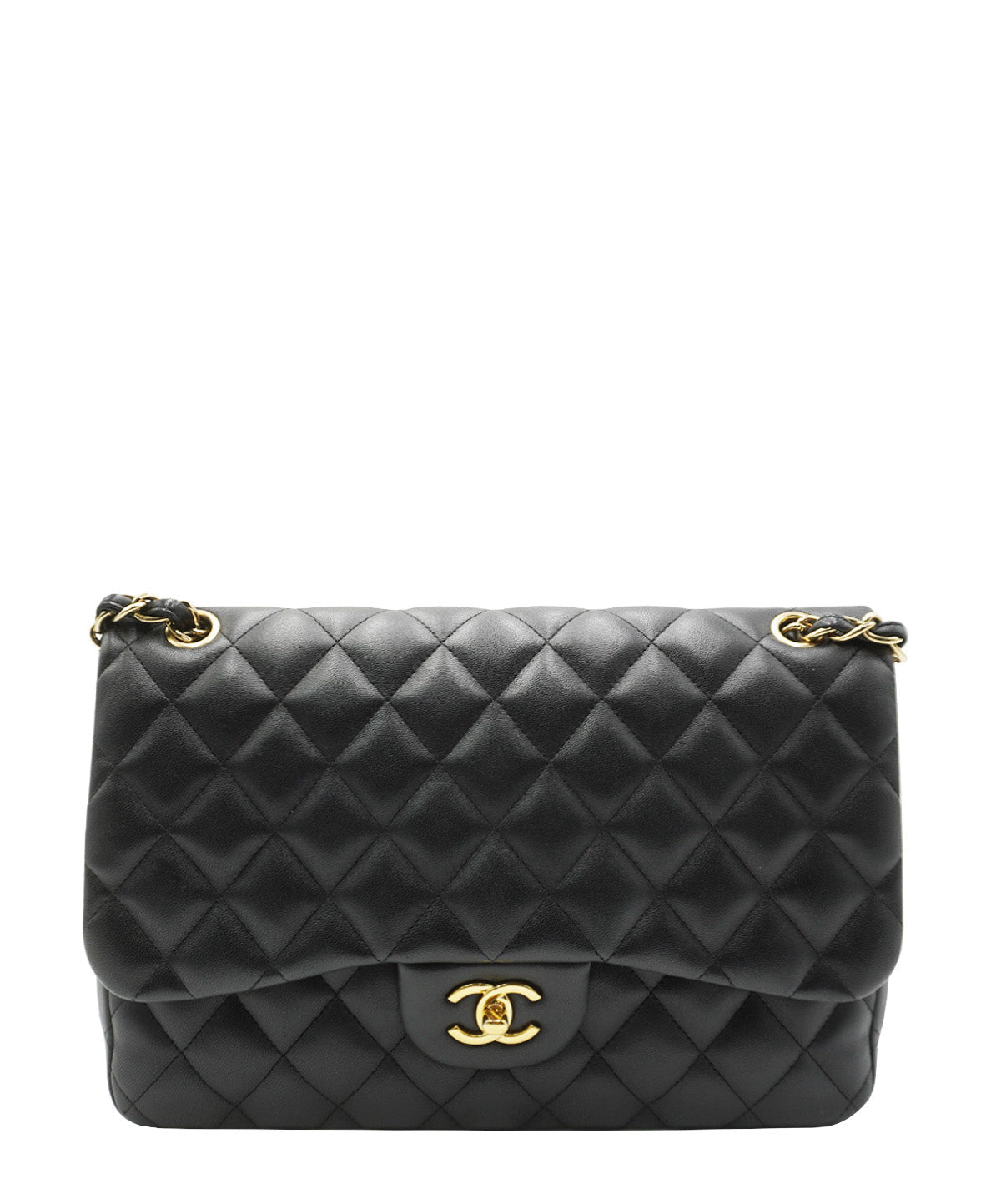 Quilted Jumbo Classic Double Flap Bag GHW Black