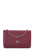 Quilted Lambskin Classic Wallet On Chain Red