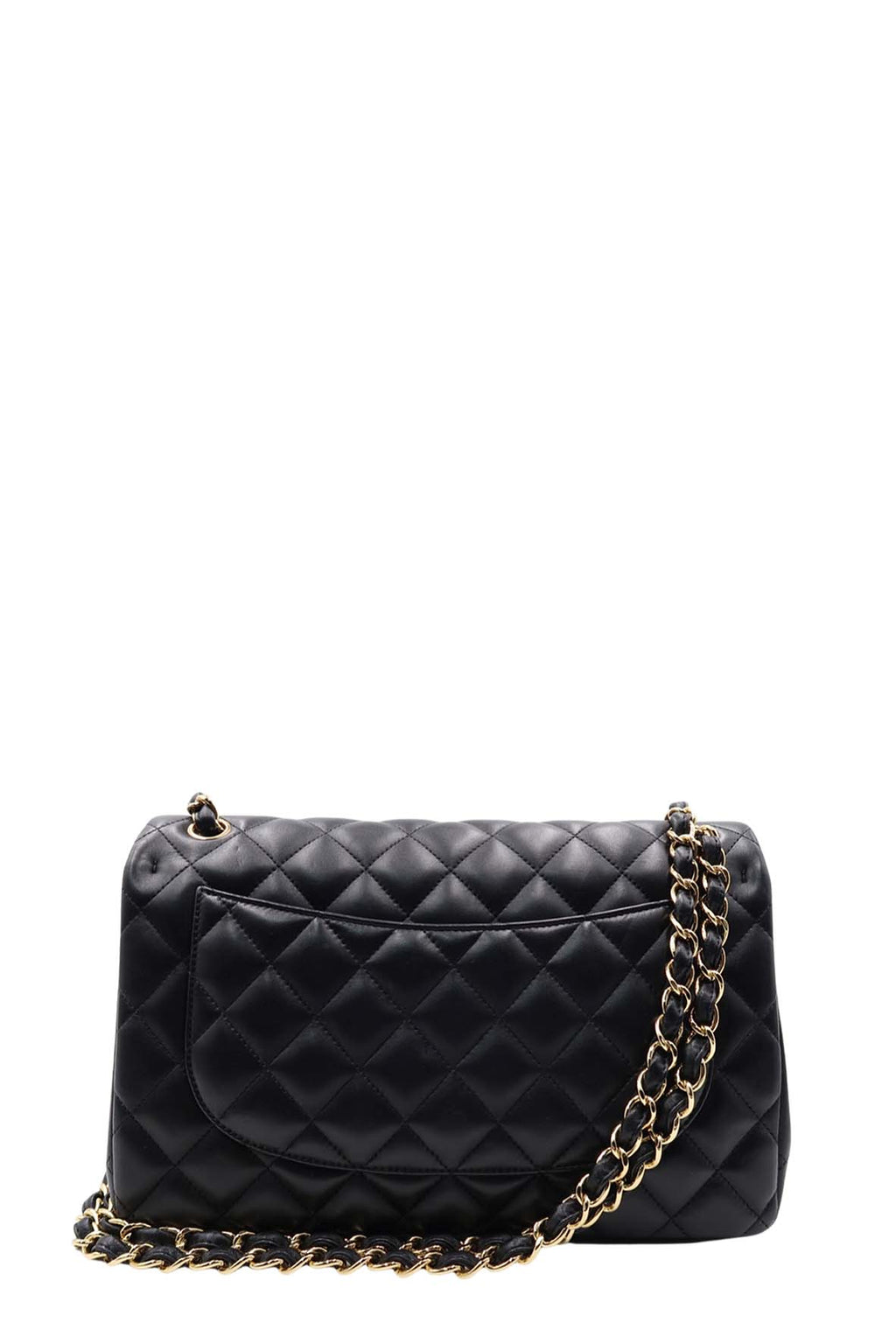 Quilted Lambskin Jumbo Classic Flap Bag with Gold Hardware Black