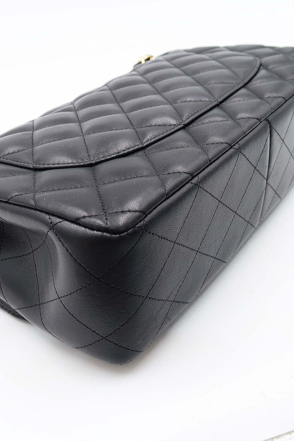 Quilted Lambskin Jumbo Classic Flap Bag with Gold Hardware Black