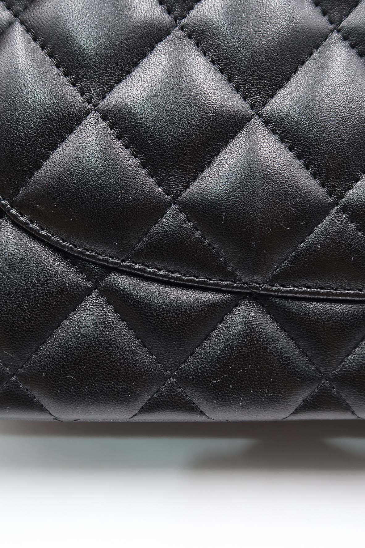Quilted Lambskin Jumbo Classic Flap Bag with Gold Hardware Black