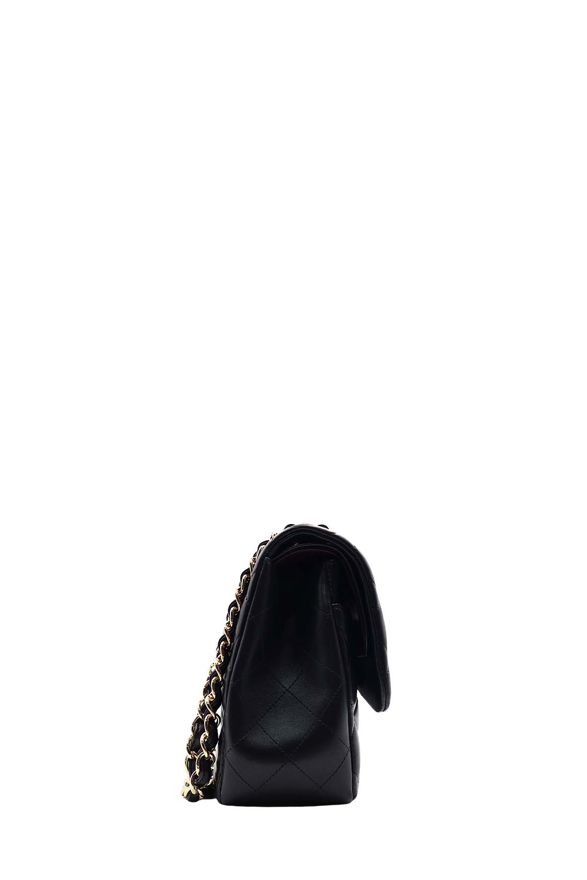 Quilted Lambskin Jumbo Classic Flap Bag with Gold Hardware Black