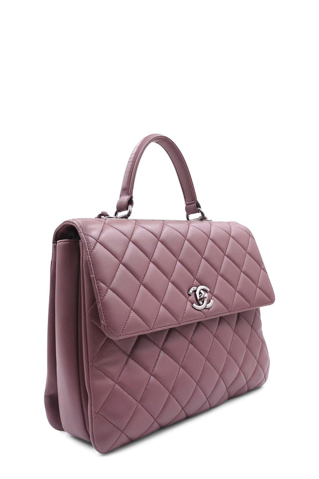 Quilted Lambskin Large Trendy CC Rosy Brown