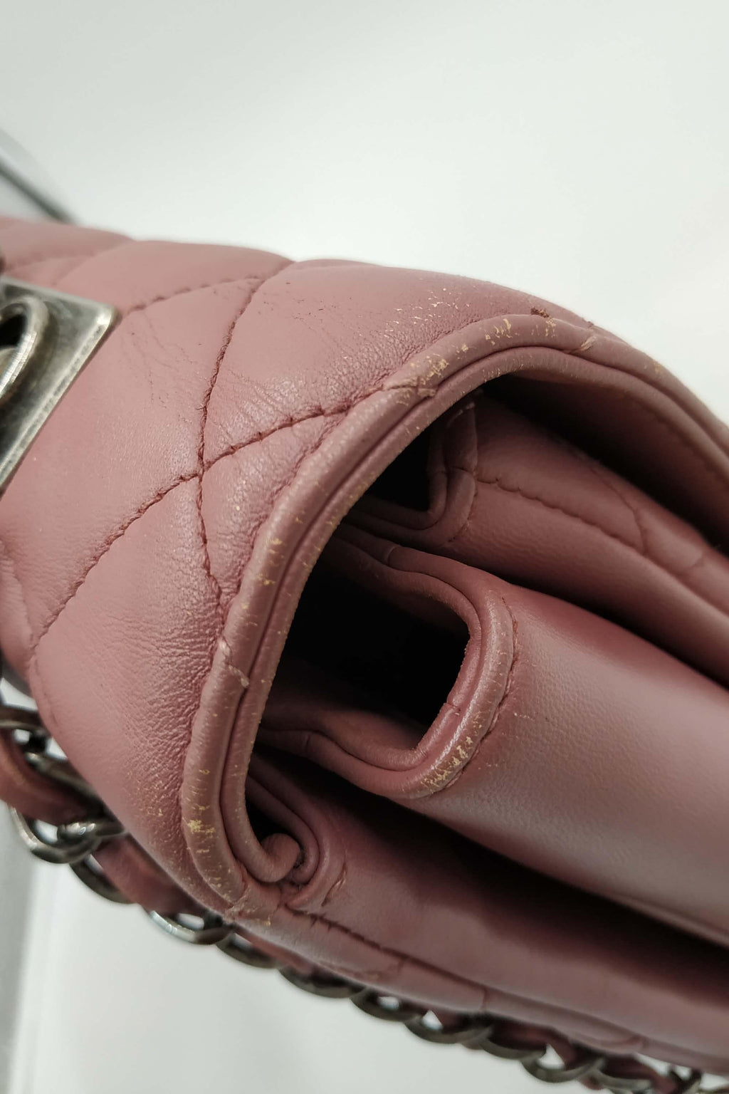 Quilted Lambskin Large Trendy CC Rosy Brown