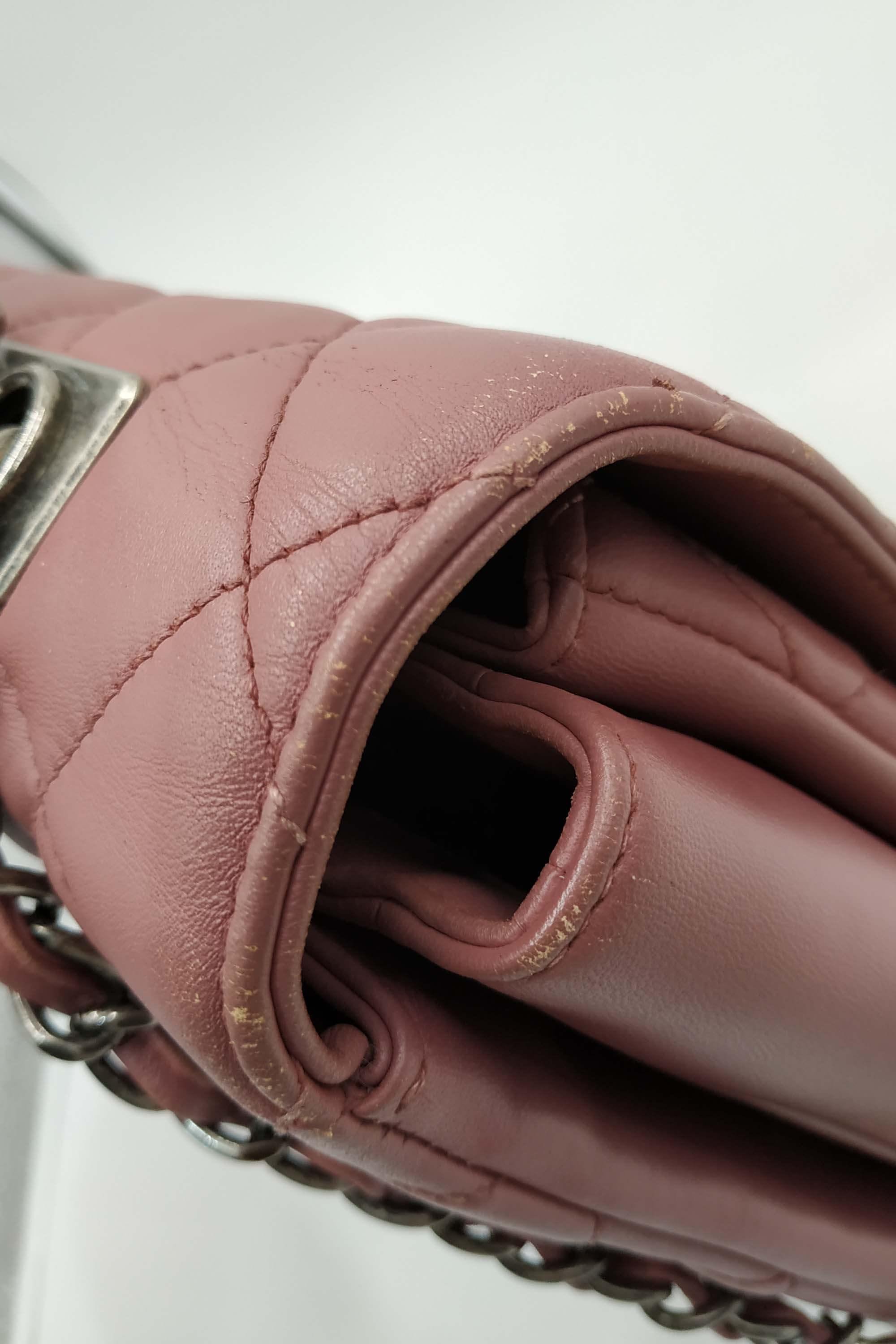 Quilted Lambskin Large Trendy CC Rosy Brown