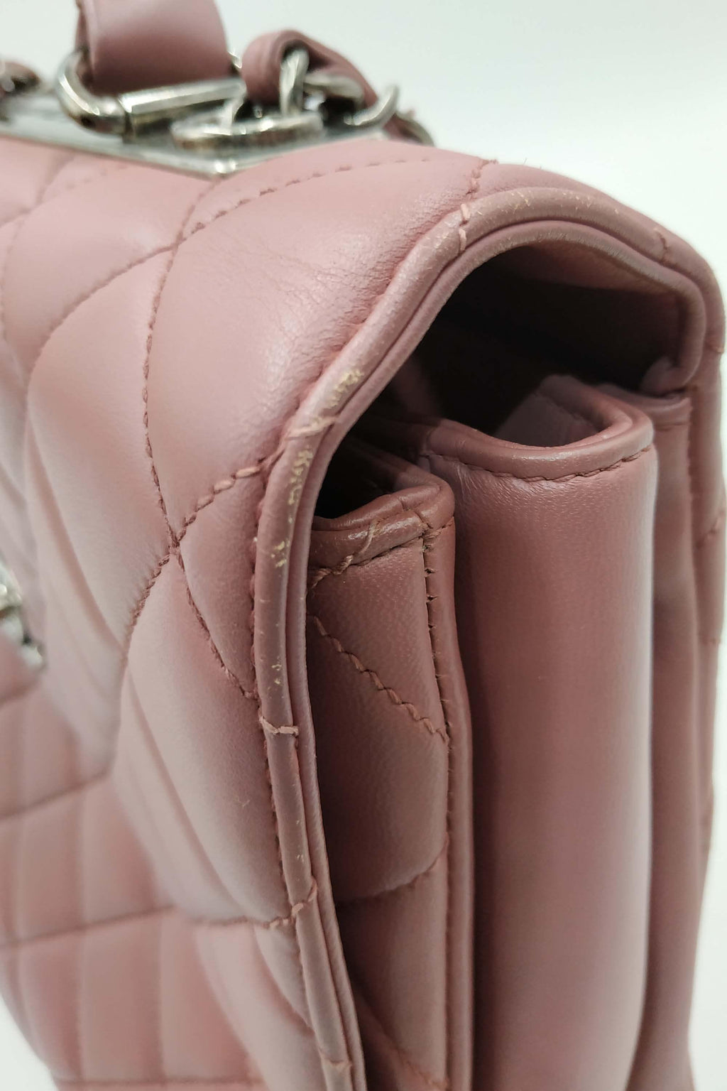 Quilted Lambskin Large Trendy CC Rosy Brown