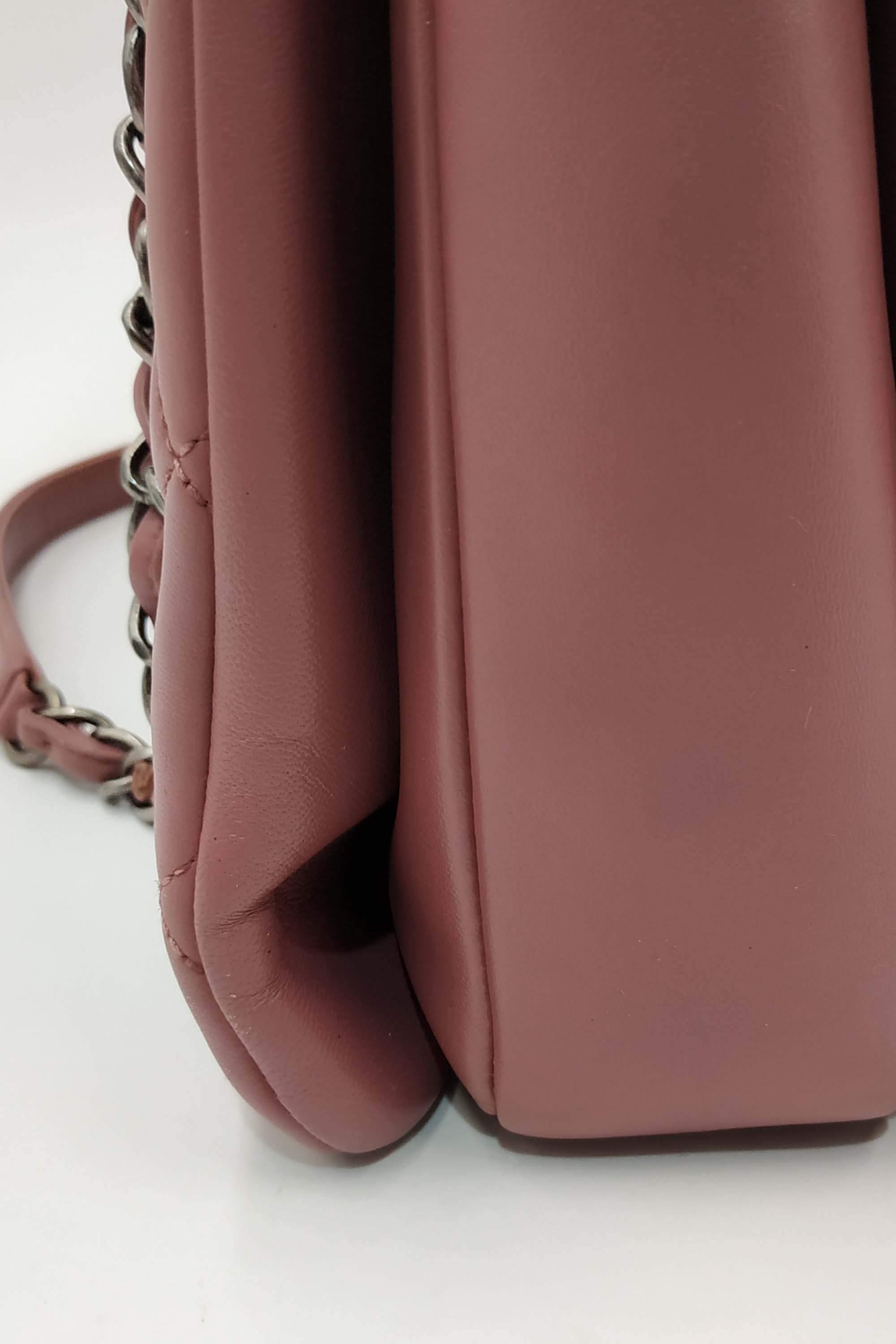 Quilted Lambskin Large Trendy CC Rosy Brown