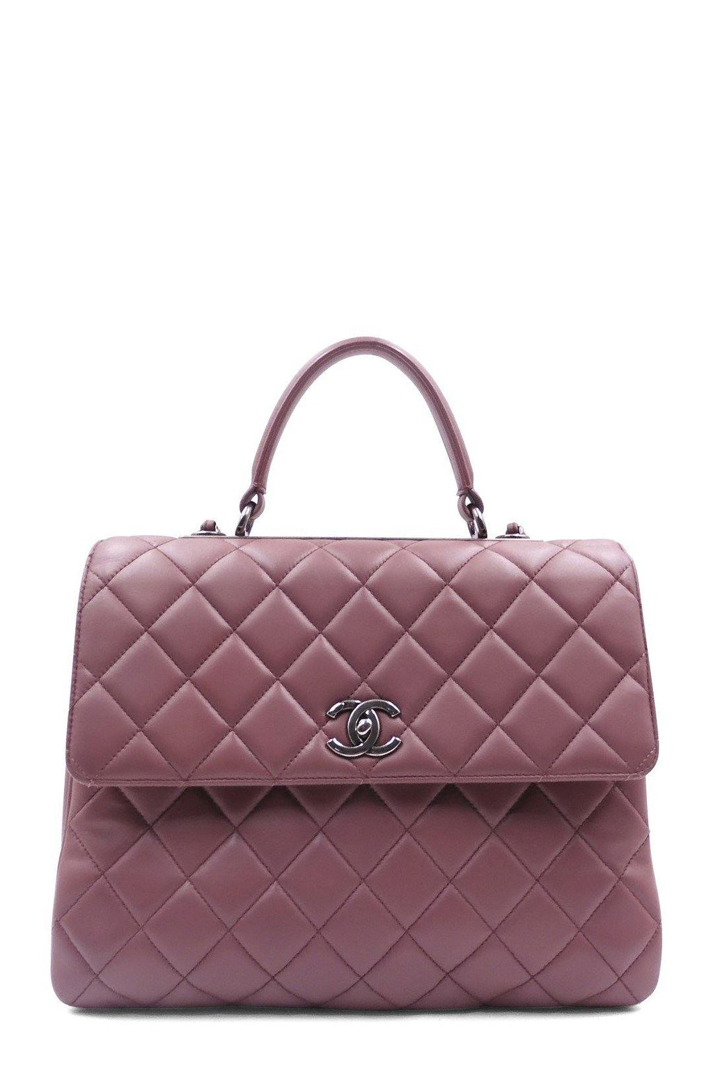 Quilted Lambskin Large Trendy CC Rosy Brown
