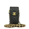 CHANEL Quilted Matelasse CC Logo Lambskin Chain Crossbody Bag