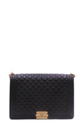 Quilted New Medium Boy with Gold Hardware Black