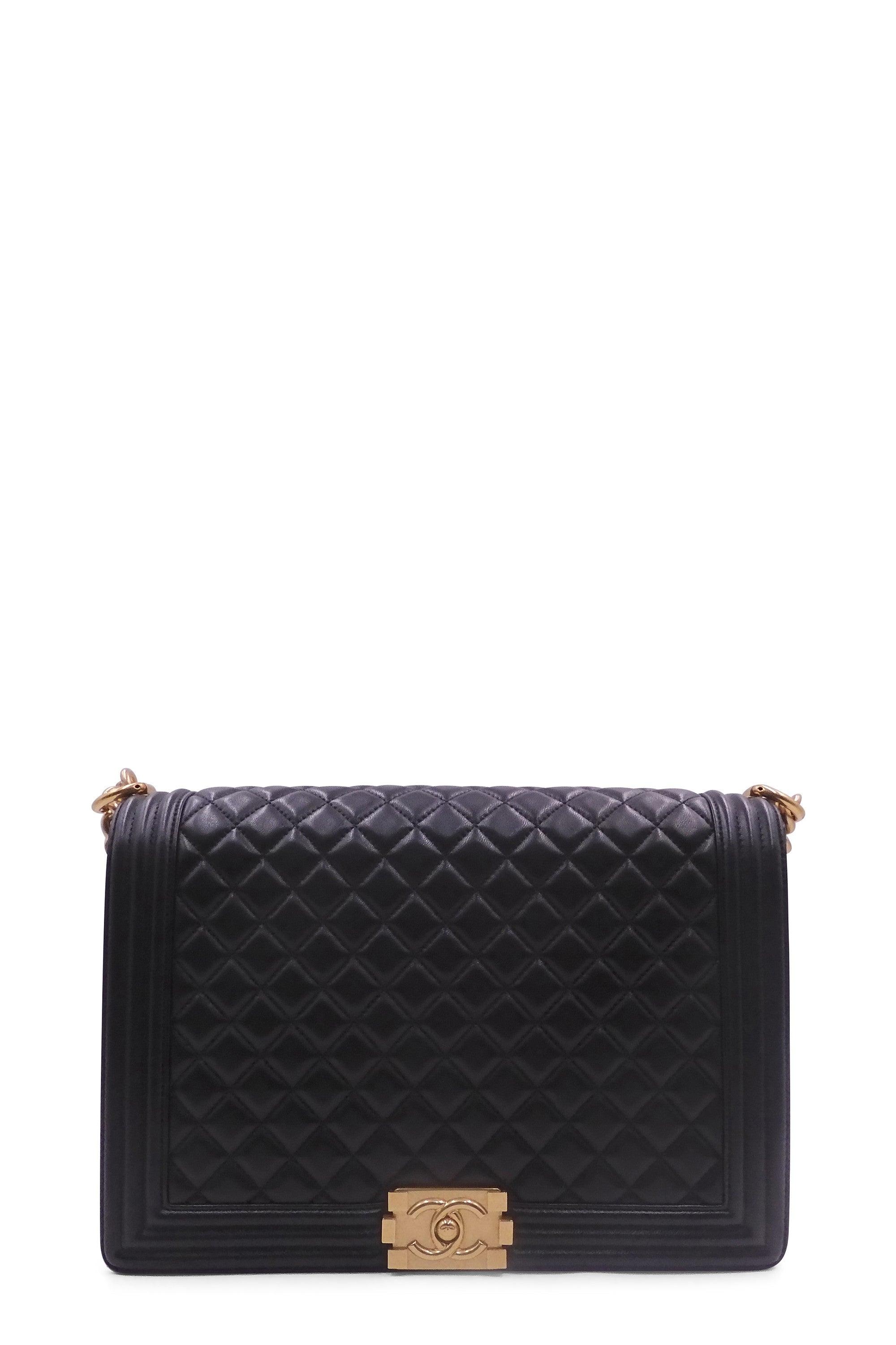 Quilted New Medium Boy with Gold Hardware Black