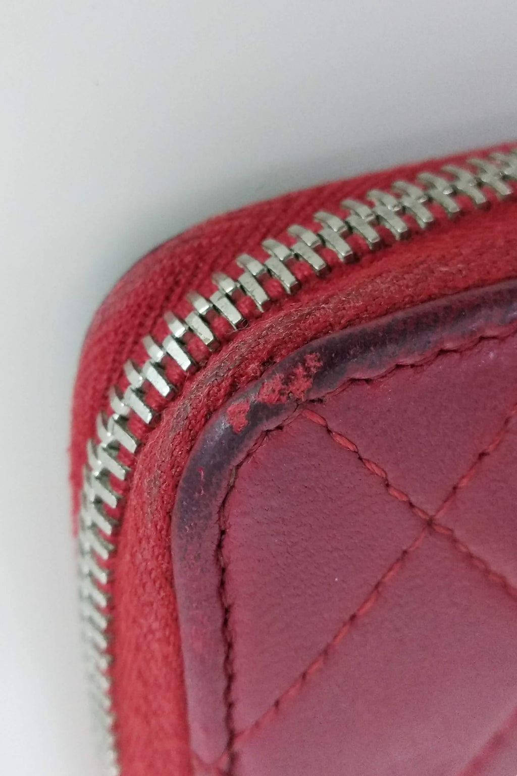 Quilted Zip Wallet Red