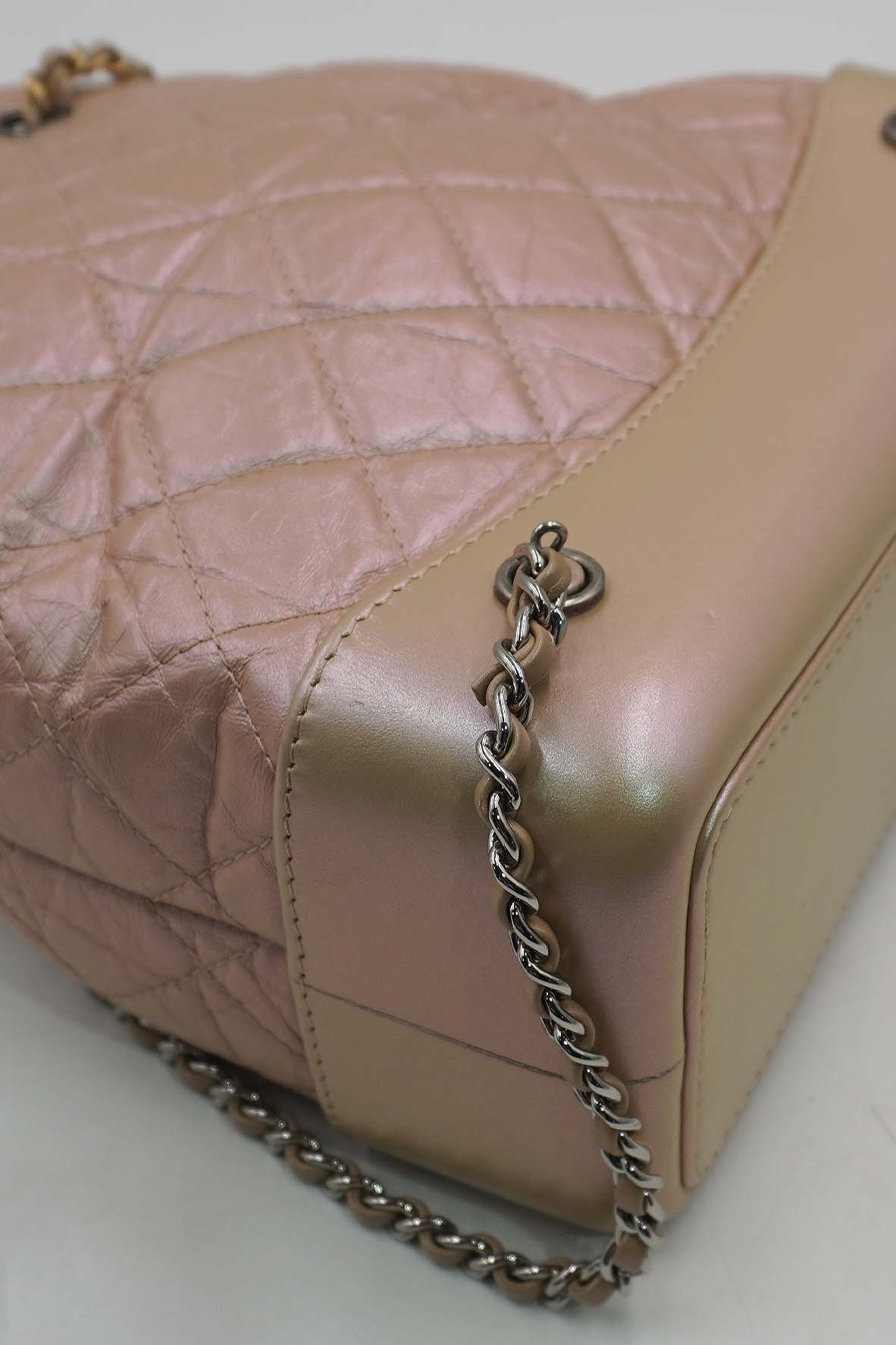Small Gabrielle Iridescent Lambskin Calfskin Quilted Backpack Light Pink