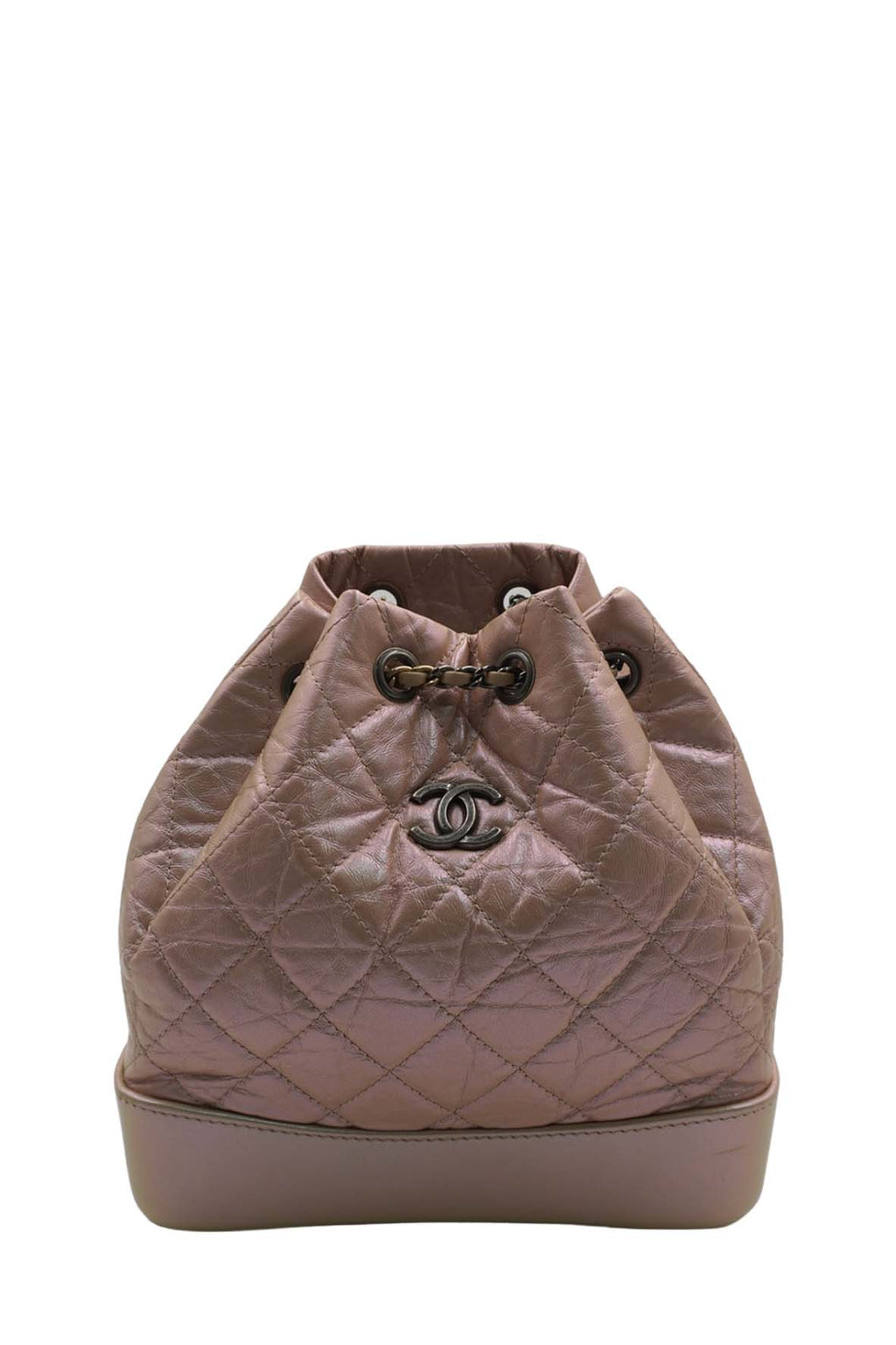 Small Gabrielle Iridescent Lambskin Calfskin Quilted Backpack Light Pink