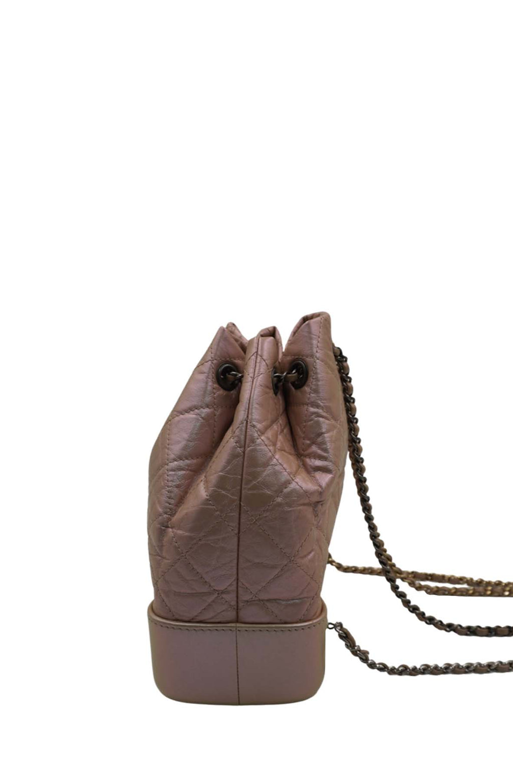 Small Gabrielle Iridescent Lambskin Calfskin Quilted Backpack Light Pink