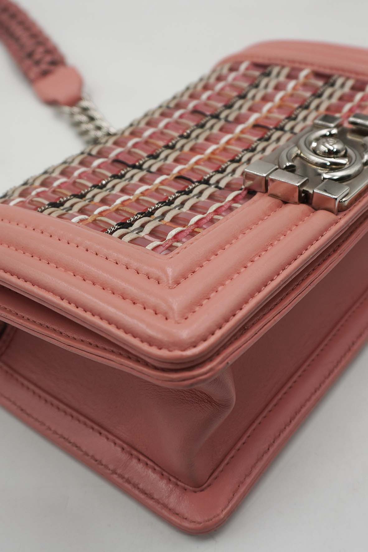 Small Woven PVC Boy with Silver Hardware Pink