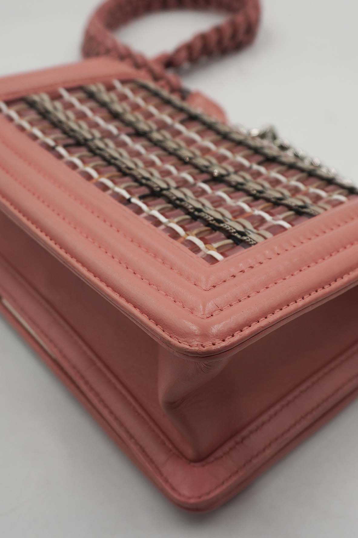 Small Woven PVC Boy with Silver Hardware Pink