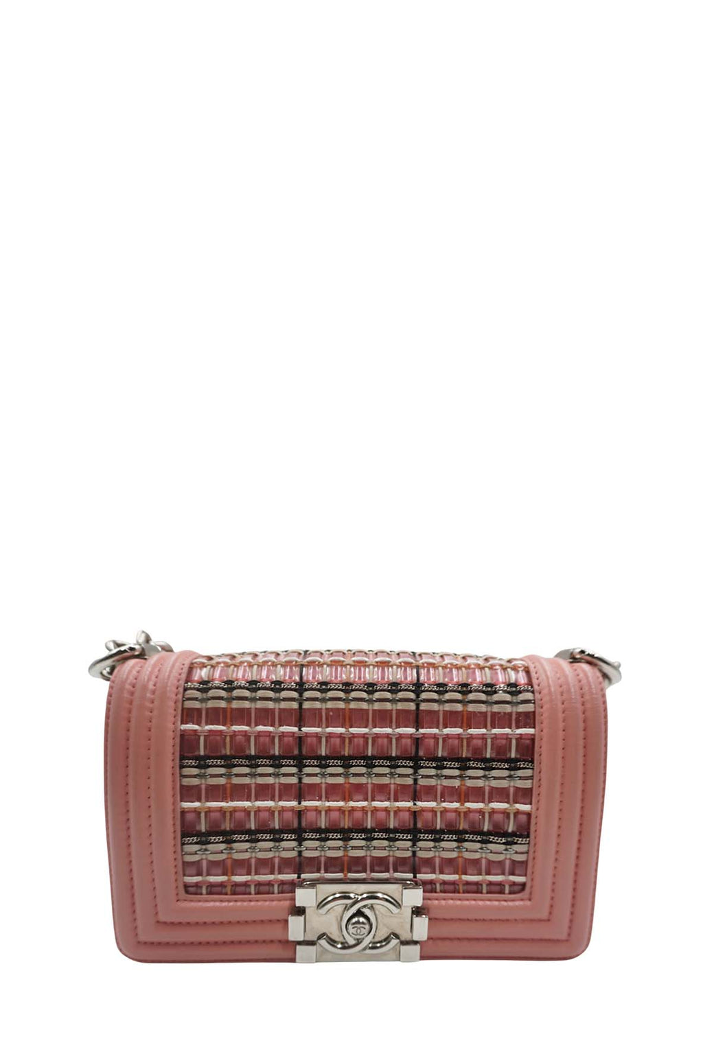 Small Woven PVC Boy with Silver Hardware Pink