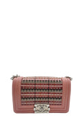 Small Woven PVC Boy with Silver Hardware Pink
