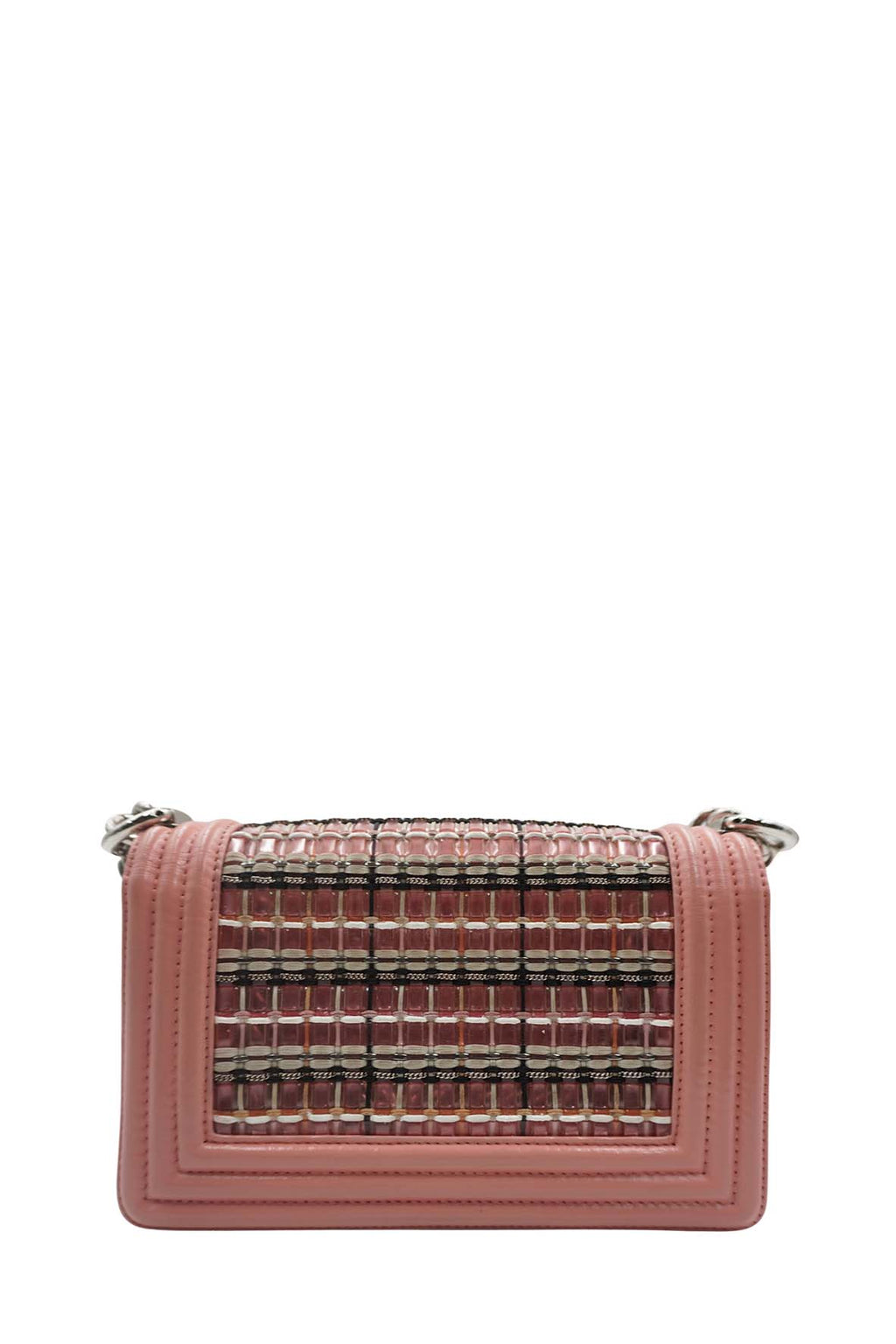 Small Woven PVC Boy with Silver Hardware Pink