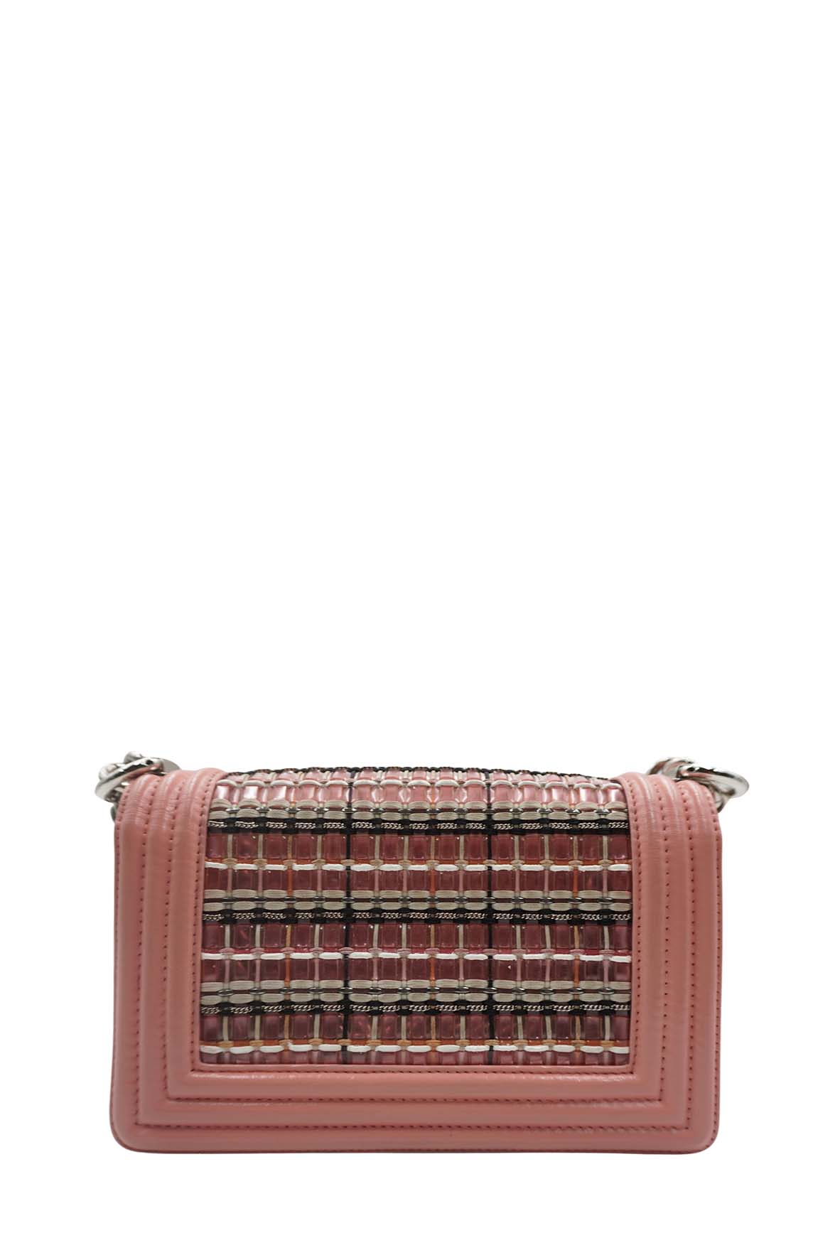 Small Woven PVC Boy with Silver Hardware Pink