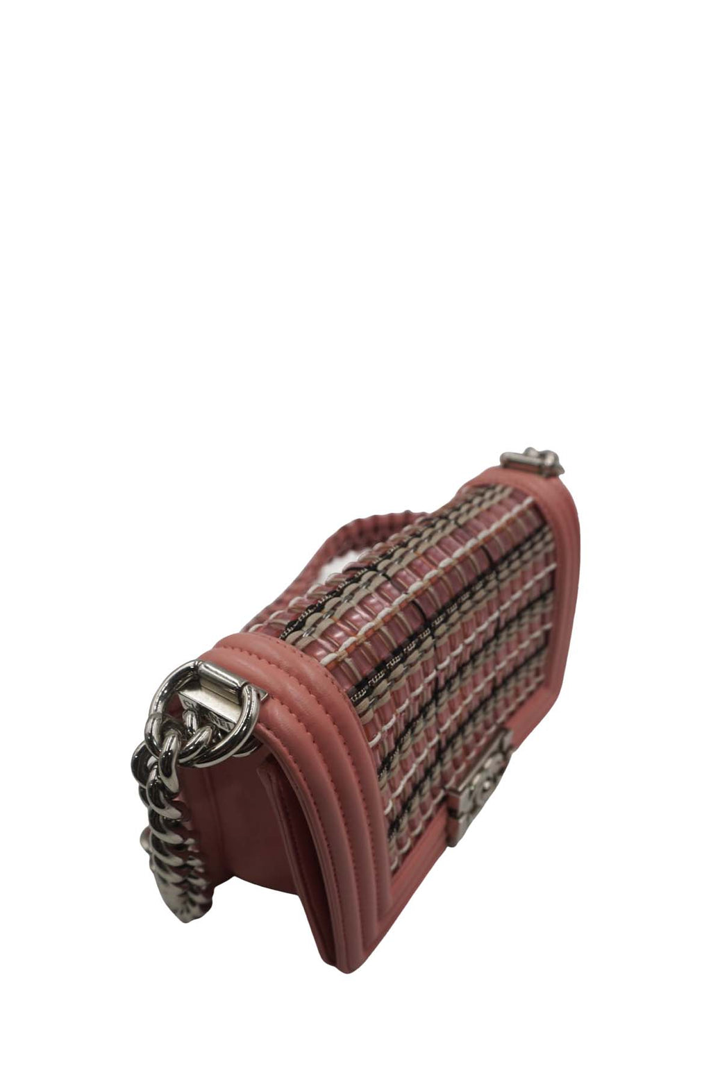 Small Woven PVC Boy with Silver Hardware Pink