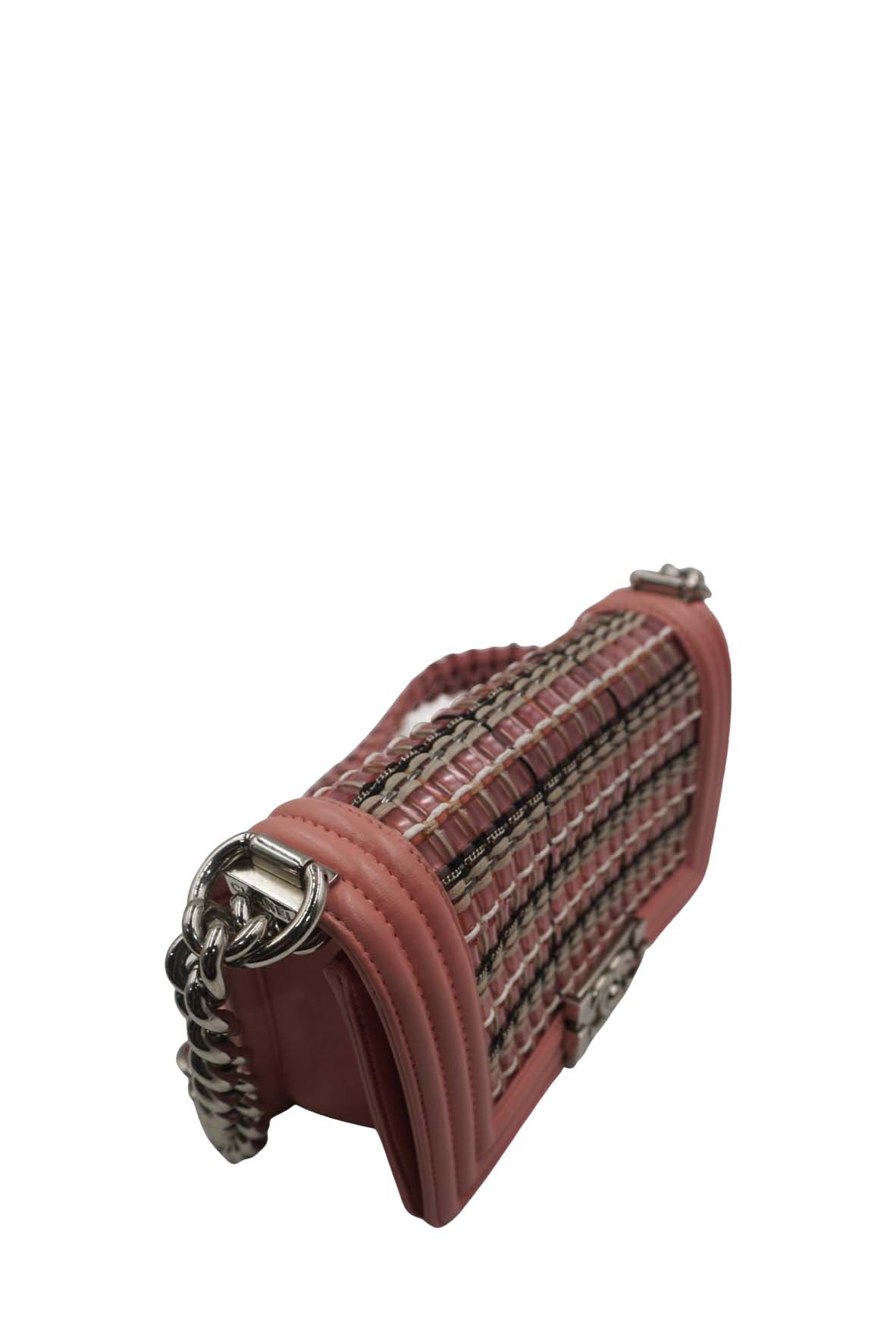 Small Woven PVC Boy with Silver Hardware Pink