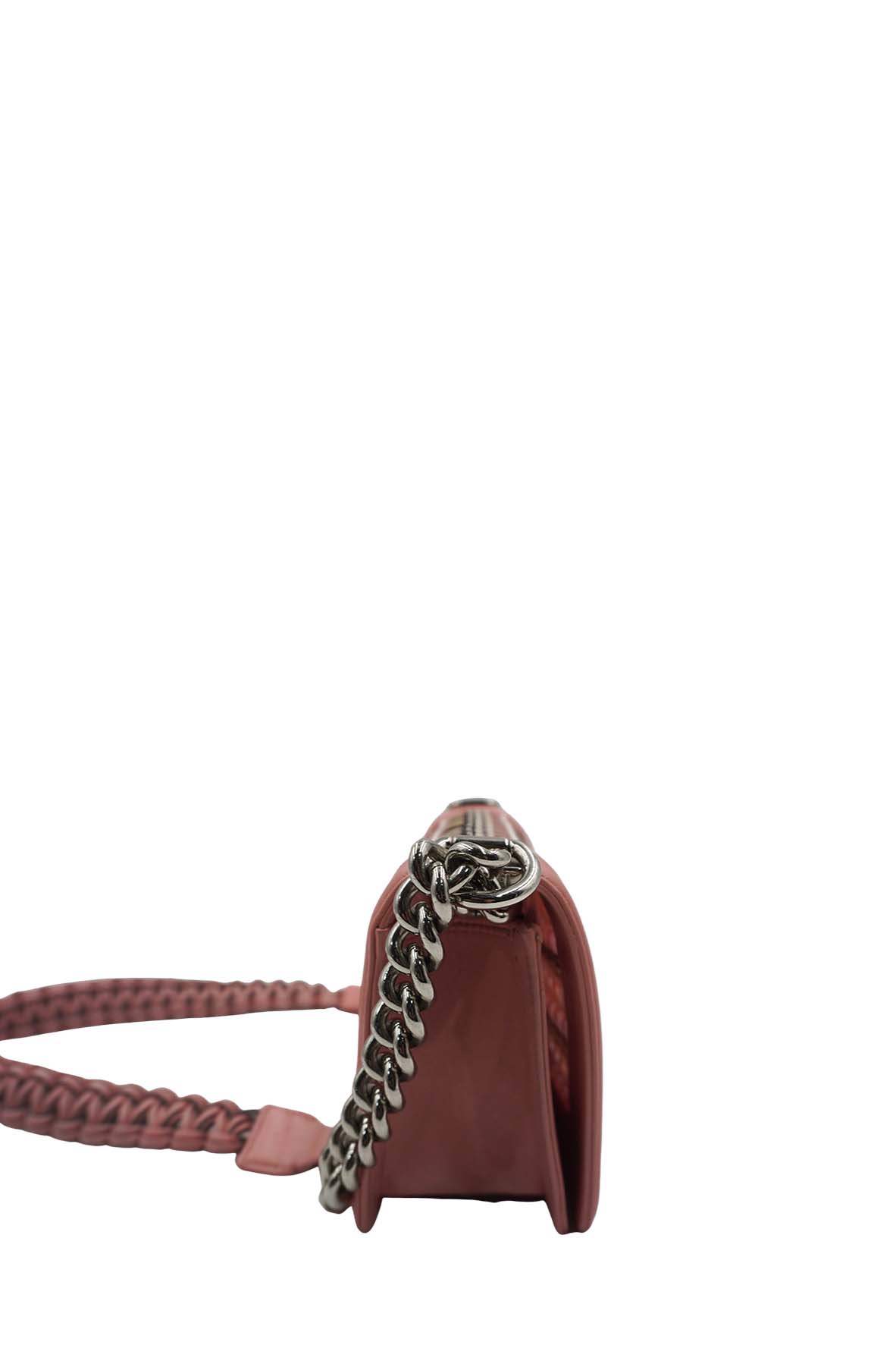 Small Woven PVC Boy with Silver Hardware Pink