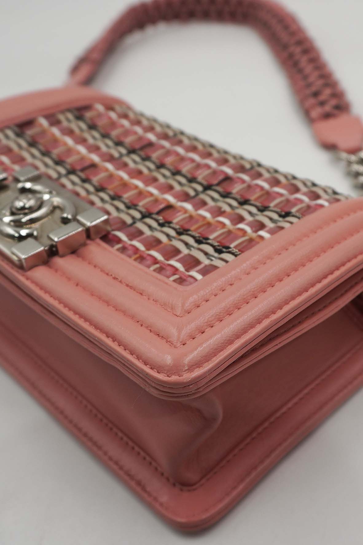 Small Woven PVC Boy with Silver Hardware Pink
