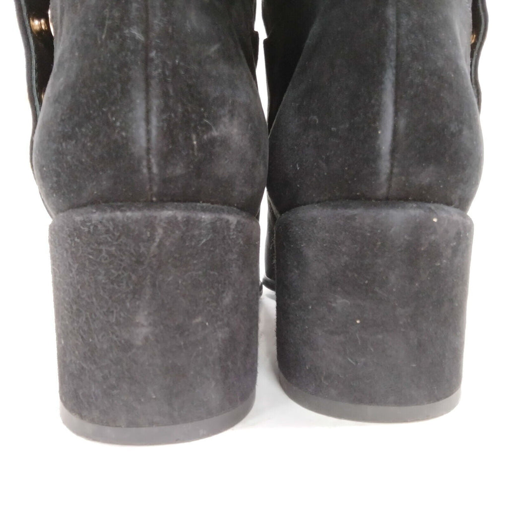 Chanel Tall Boots Women Black Suede Leather