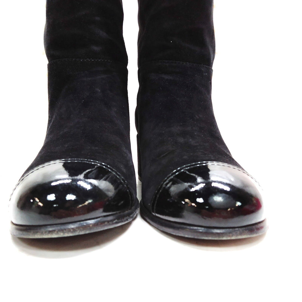 Chanel Tall Boots Women Black Suede Leather