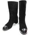 Chanel Tall Boots Women Black Suede Leather