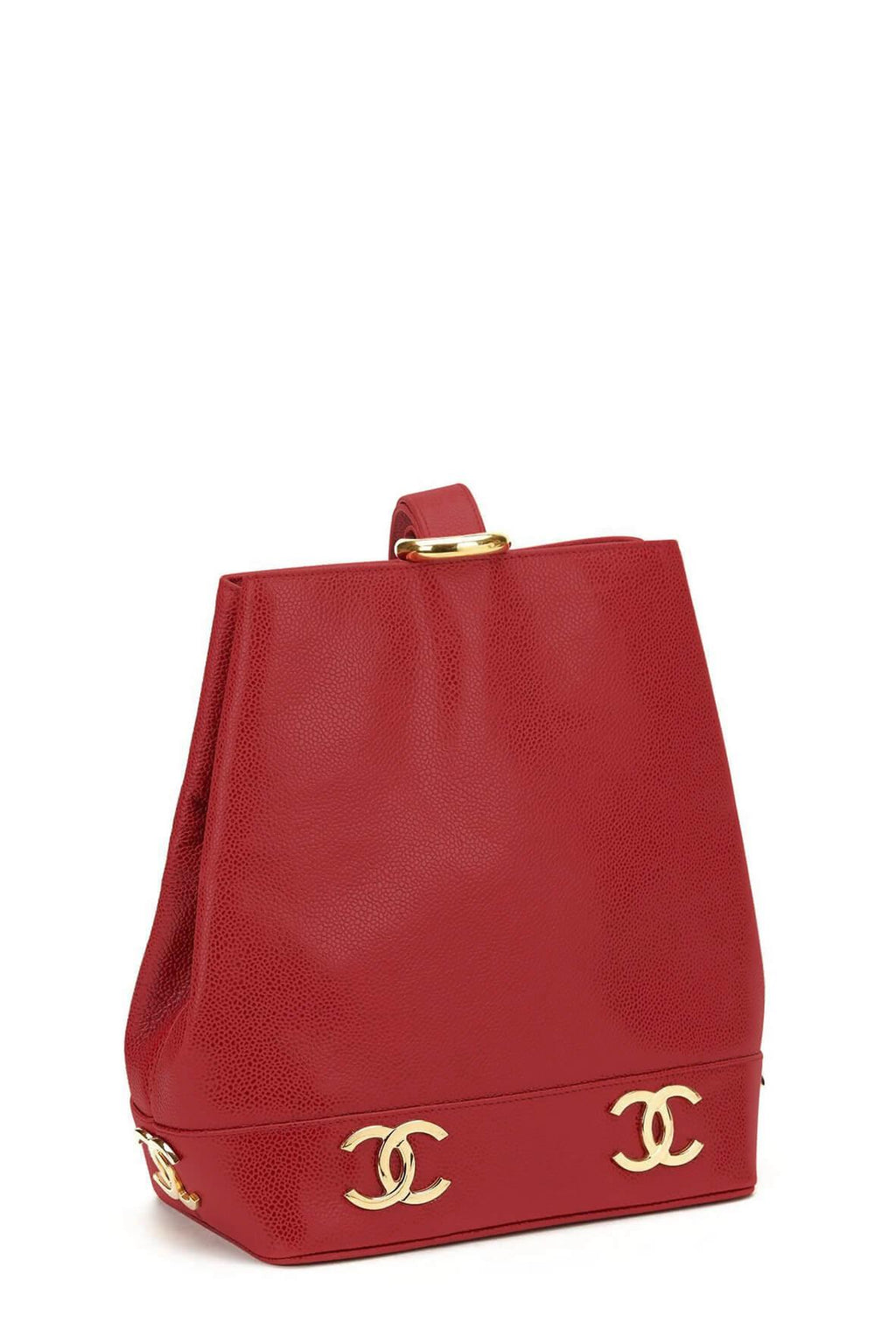 Vintage Caviar Bucket Bag Red