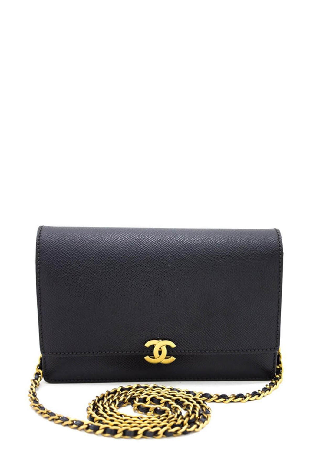Vintage Caviar Classic Wallet on Chain Black
