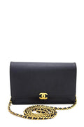 Vintage Caviar Classic Wallet on Chain Black