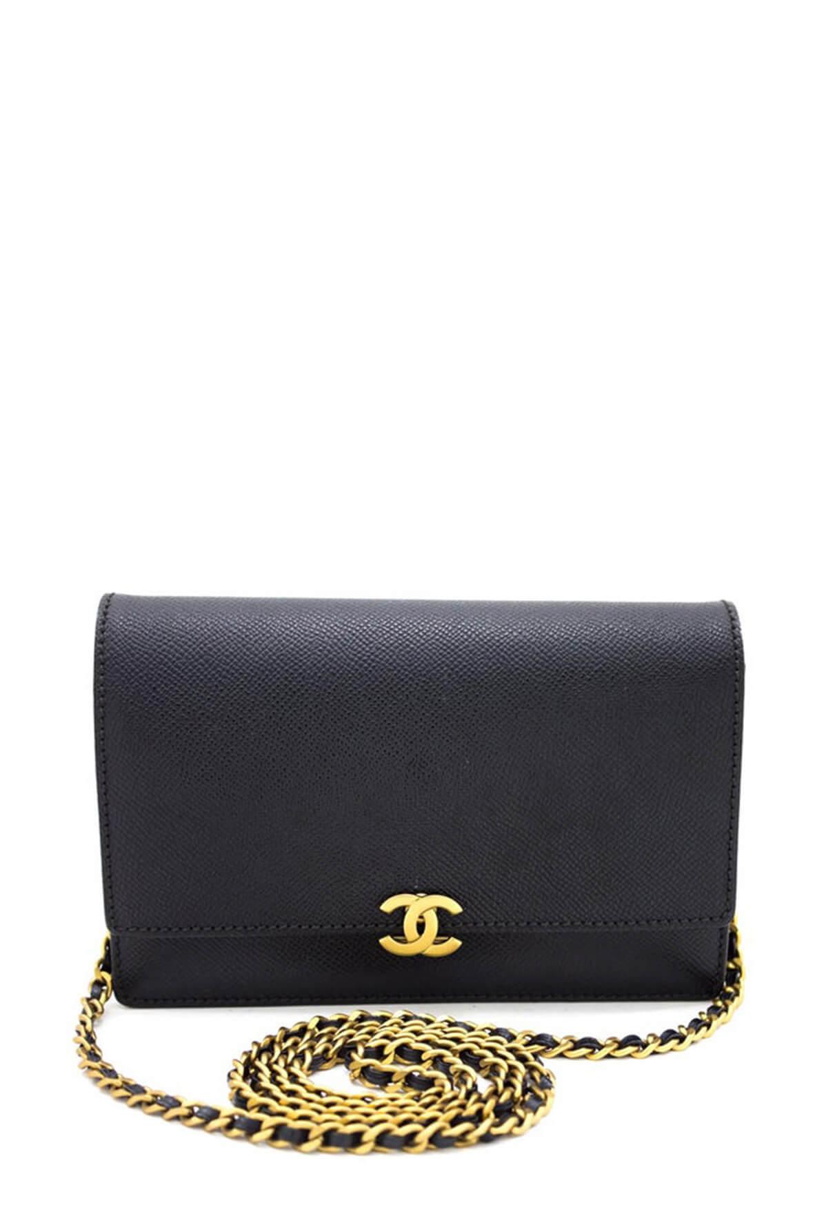 Vintage Caviar Classic Wallet on Chain Black