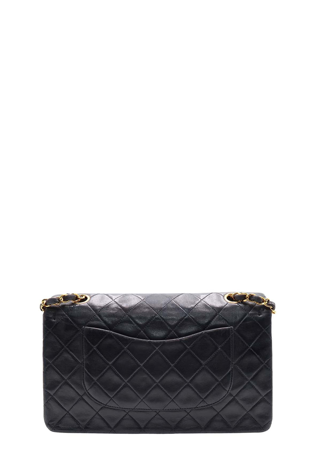 Vintage Quilted Lambskin Classic Medium Flap Bag Black