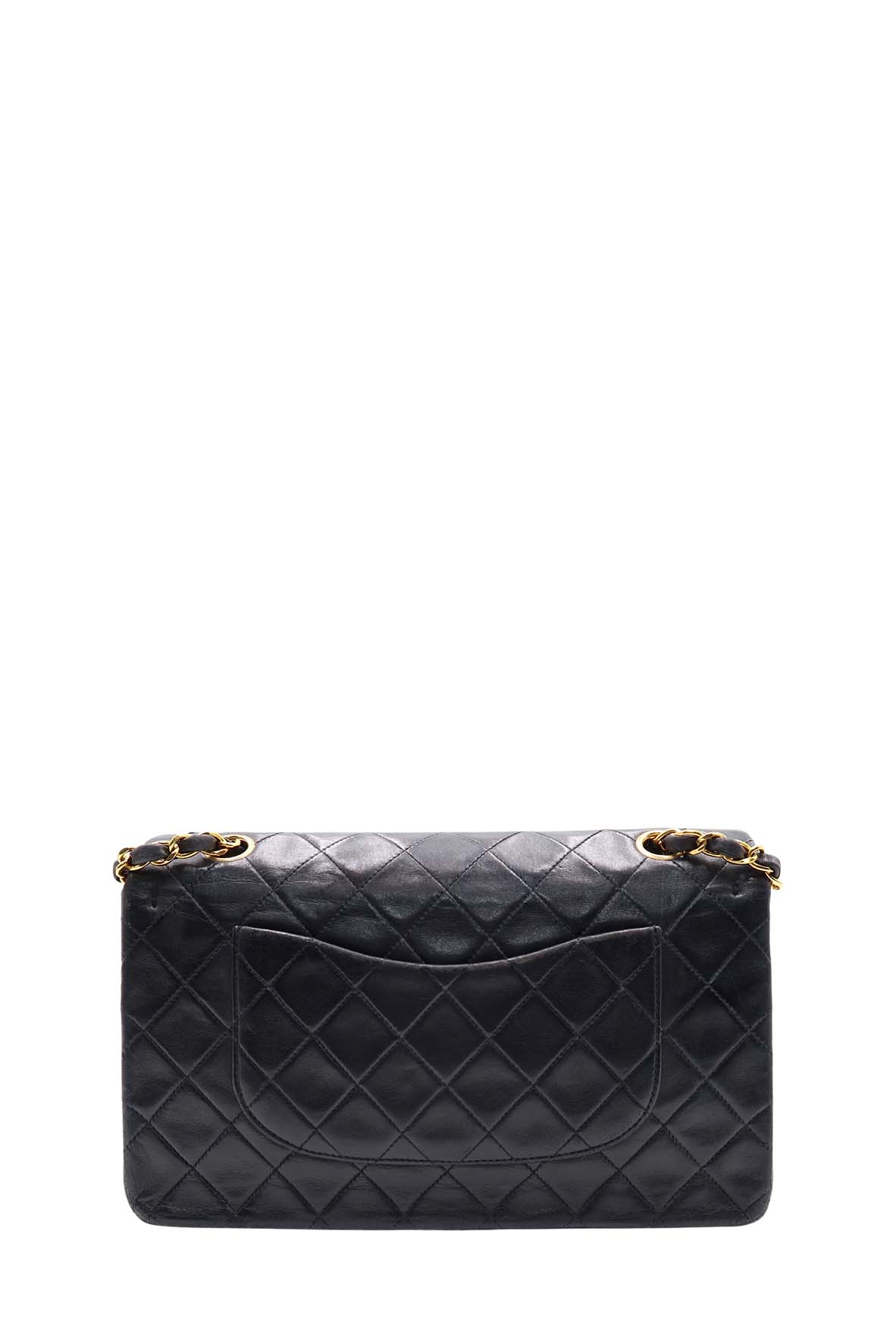 Vintage Quilted Lambskin Classic Medium Flap Bag Black