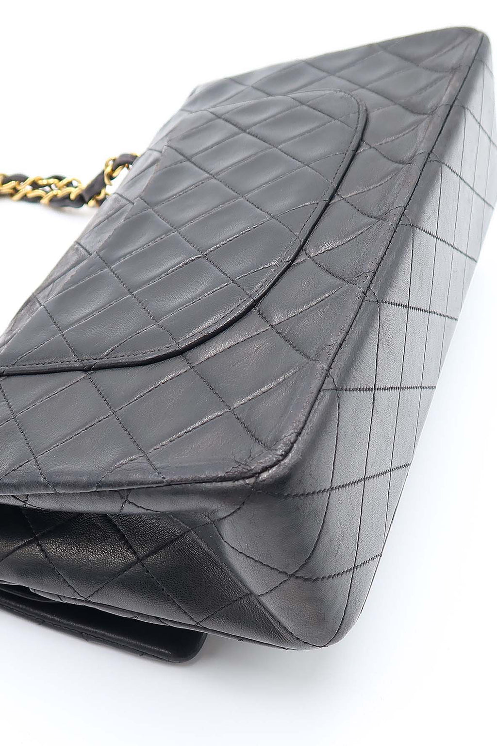 Vintage Quilted Lambskin Classic Medium Flap Bag Black