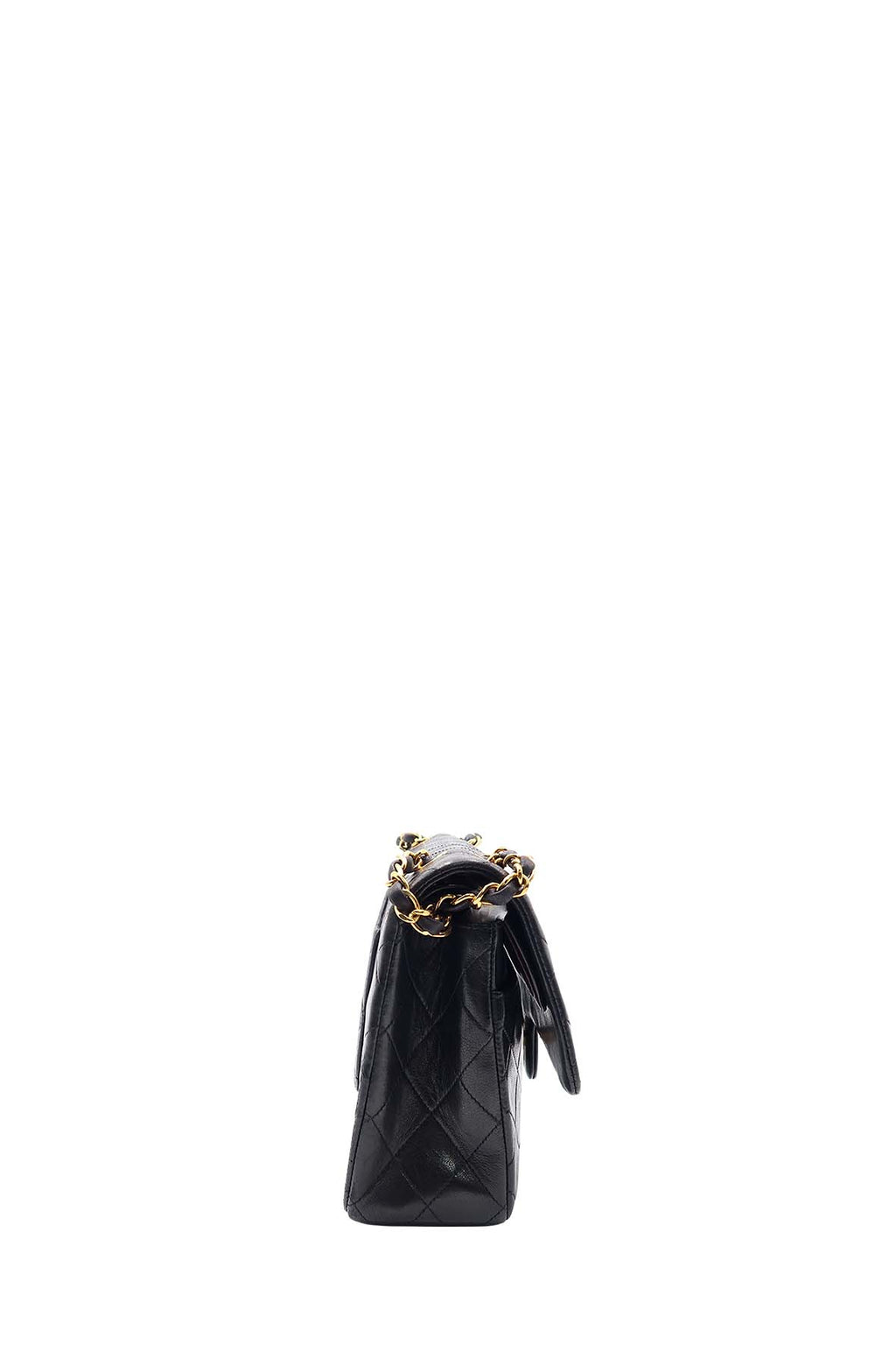 Vintage Quilted Lambskin Classic Medium Flap Bag Black