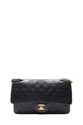 Vintage Quilted Lambskin Classic Medium Flap Bag Black