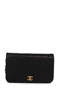 Vintage Quilted Lambskin Full Flap CC Black with Gold Hardware