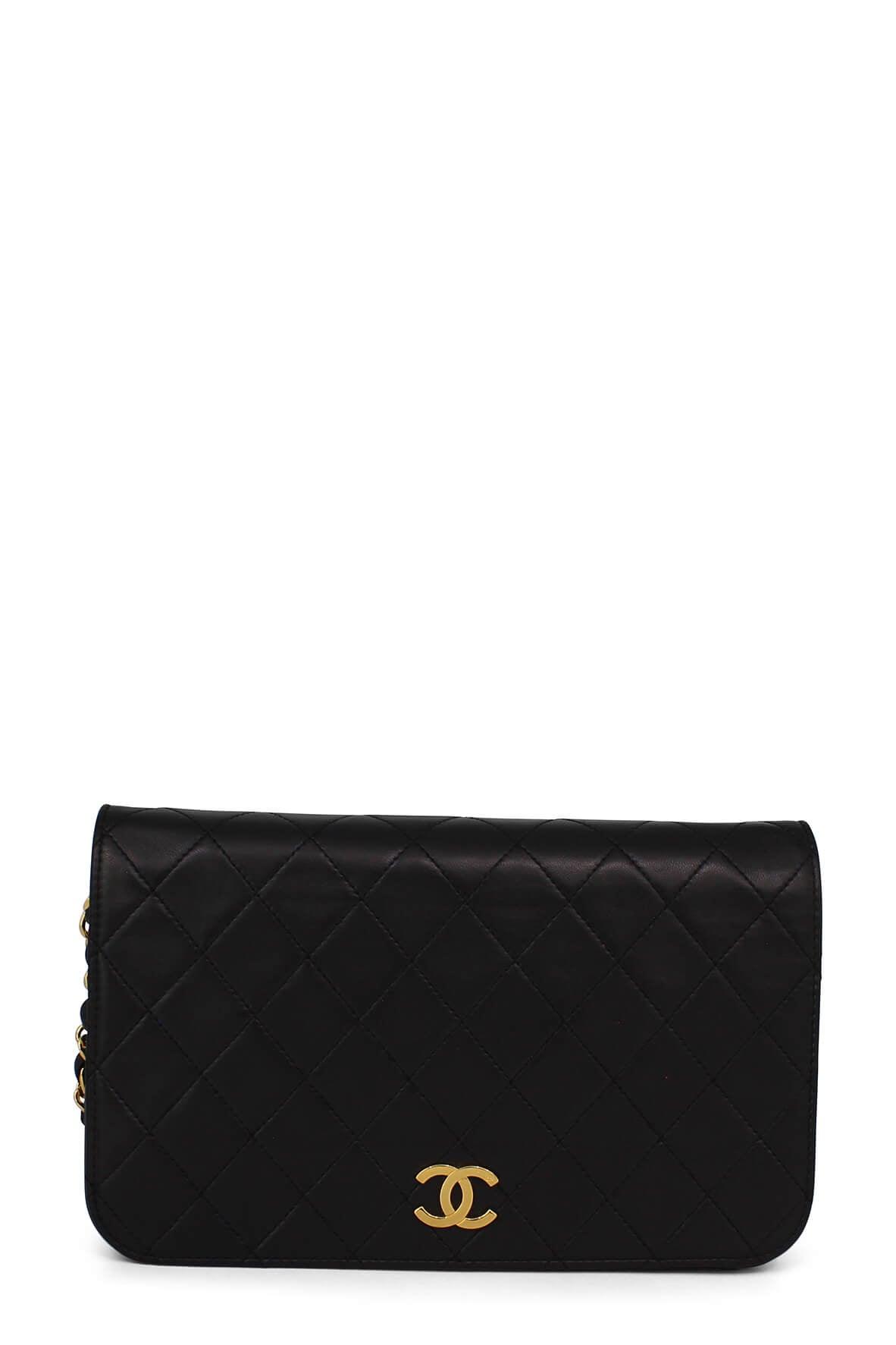 Vintage Quilted Lambskin Full Flap CC Black with Gold Hardware