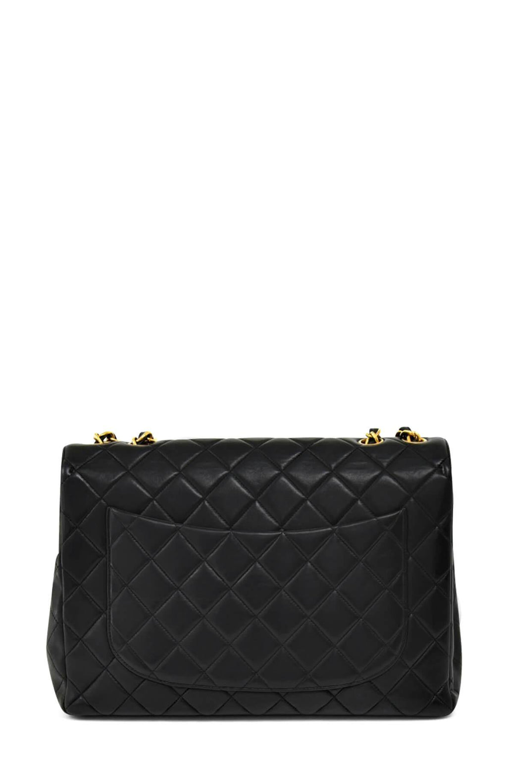 Vintage Quilted Lambskin Jumbo Classic Flap Bag Black with Gold Hardware