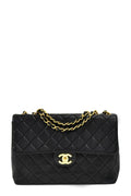 Vintage Quilted Lambskin Jumbo Classic Flap Bag Black with Gold Hardware