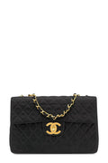 Vintage Quilted Lambskin Maxi Classic Flap Bag Black with Gold Hardware