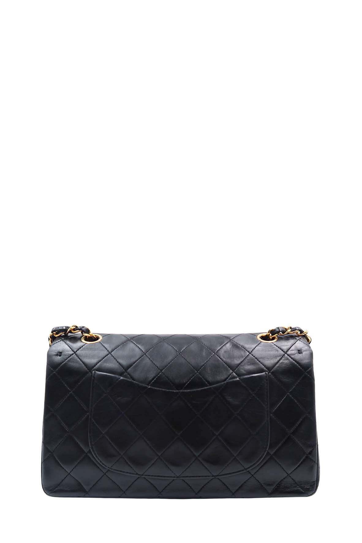 Vintage Quilted Lambskin Medium Classic Flap Bag Black with Gold Hardware Black